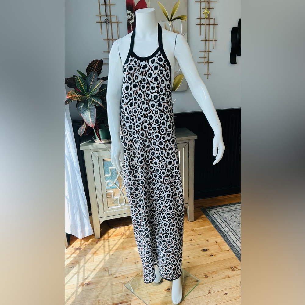 Diane Von Furstenberg Target Poppy Halter Black White Festival Midi Dress SZ XXL